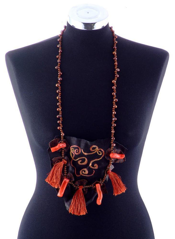 Colier pietre semipretioase si piele  Liza Panait Liza Panait Online Boutique